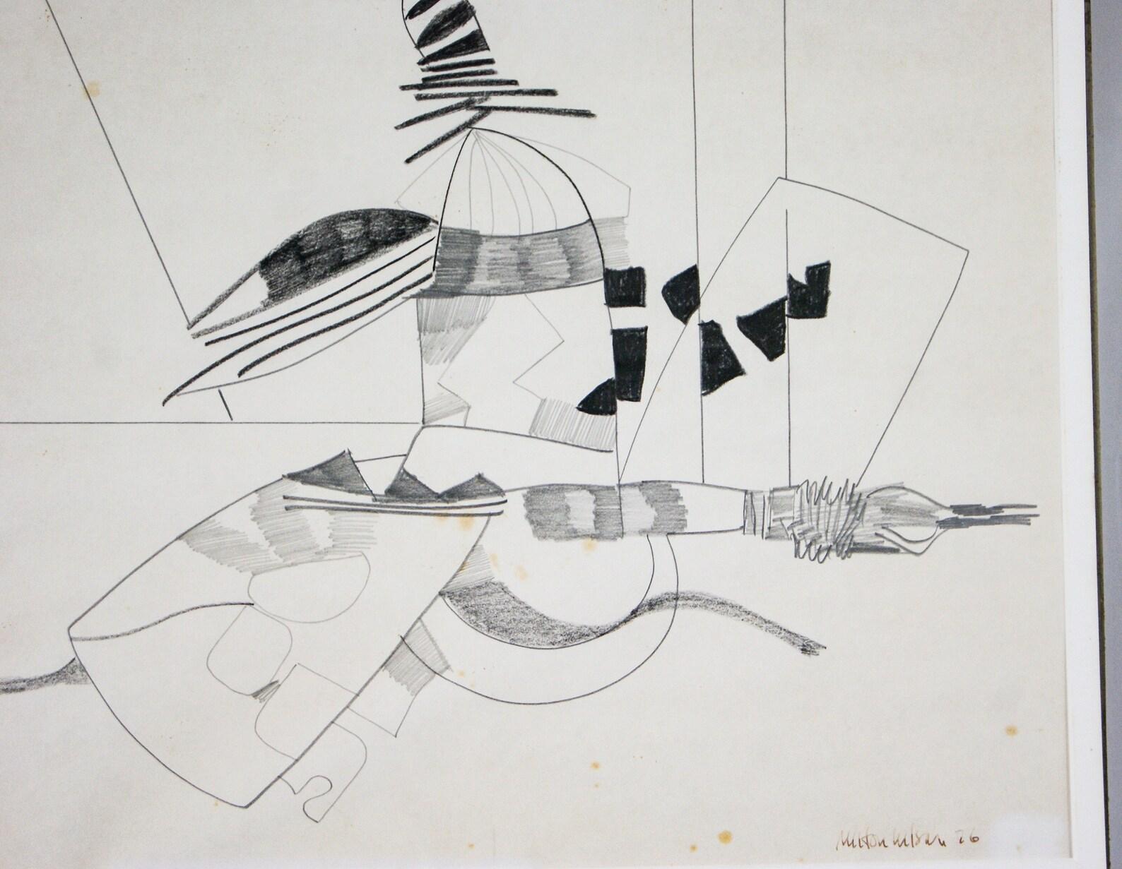 1970s Abstract Drawing Graphite on Paper by MILTON WILSON (American 1923-2004) For Sale 3