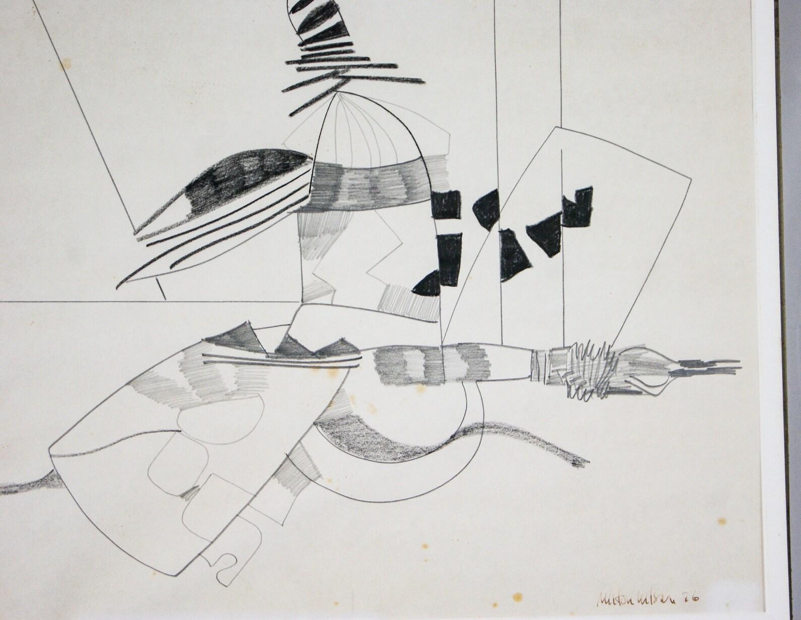 Disegno astratto degli anni '70 Grafite su carta di MILTON Wilson (americano, 1923-2004) in vendita 1