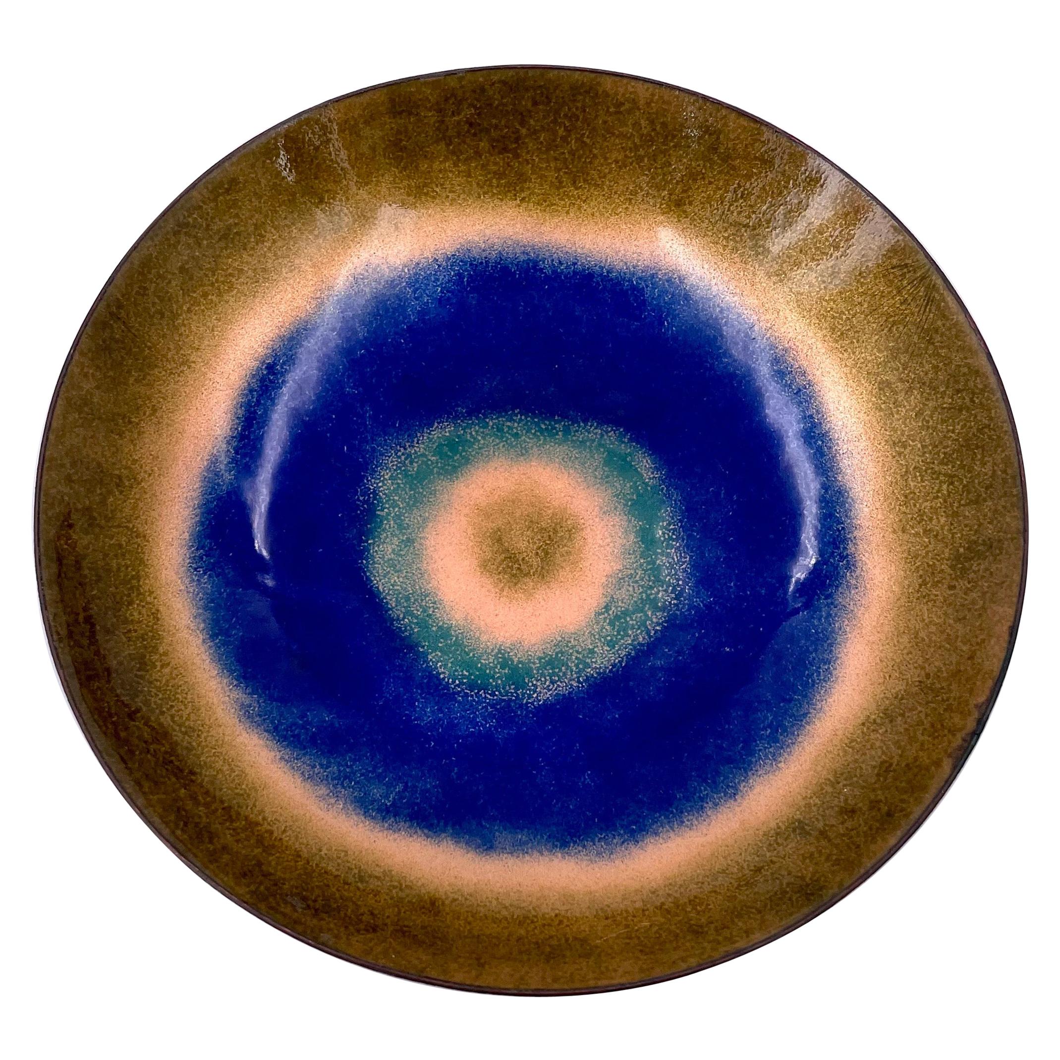 1970s Abstract Enamel on Copper Bowl by Rosemarie Toogood California Design