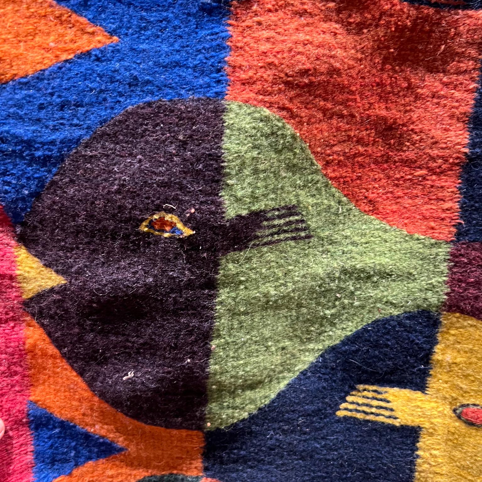 Abstrakter Fisch-Wandteppich, Sechseckiger Zapotec, 1970er Jahre im Angebot 1