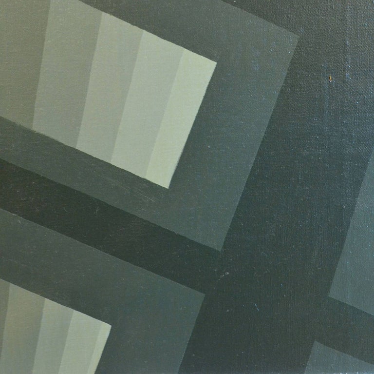 Geometric Abstract Painting by Ton Pape in Grey and Black In Good Condition For Sale In London, GB