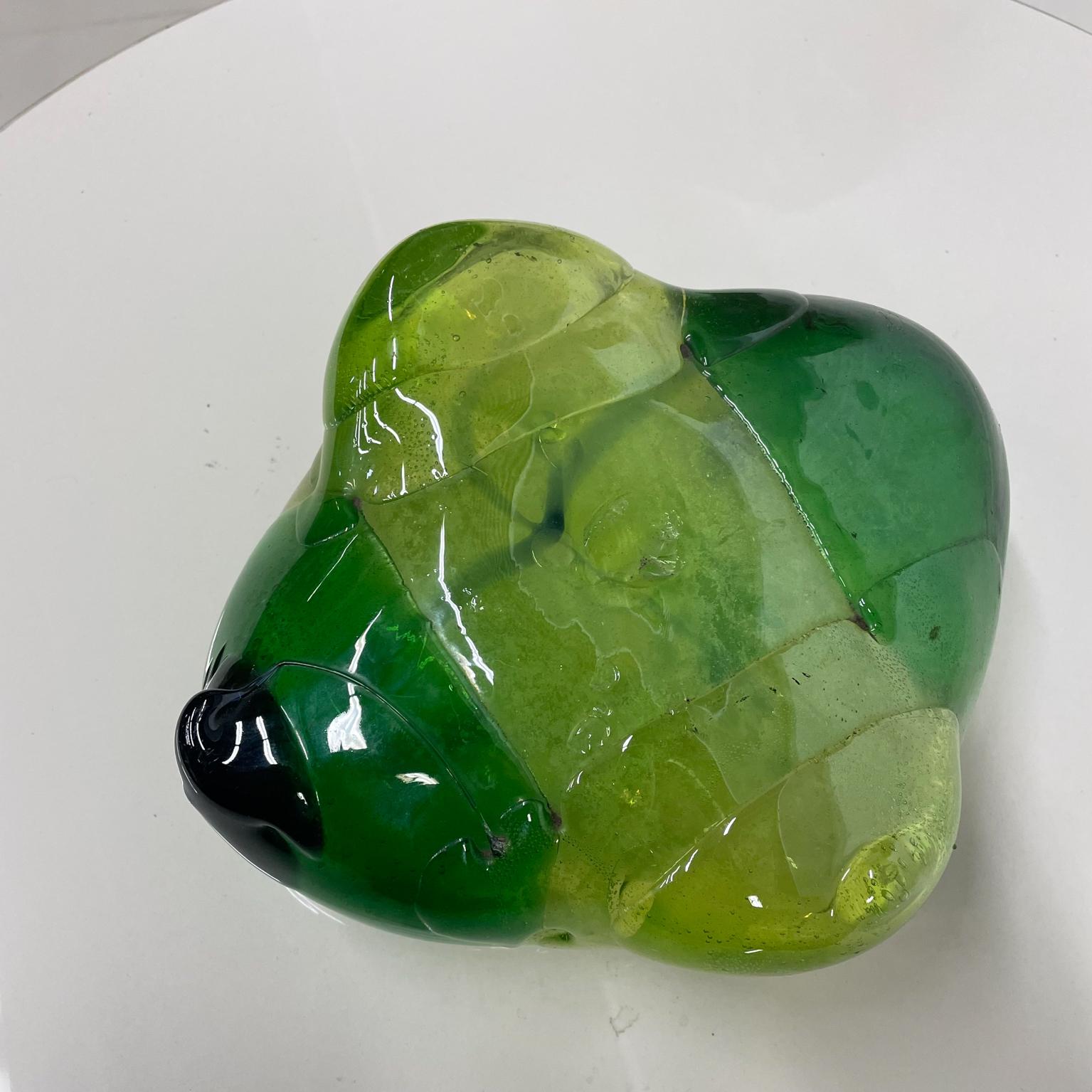 1970s Abstract Green Blob Glass Sculpture Modern Free Form Expression 5