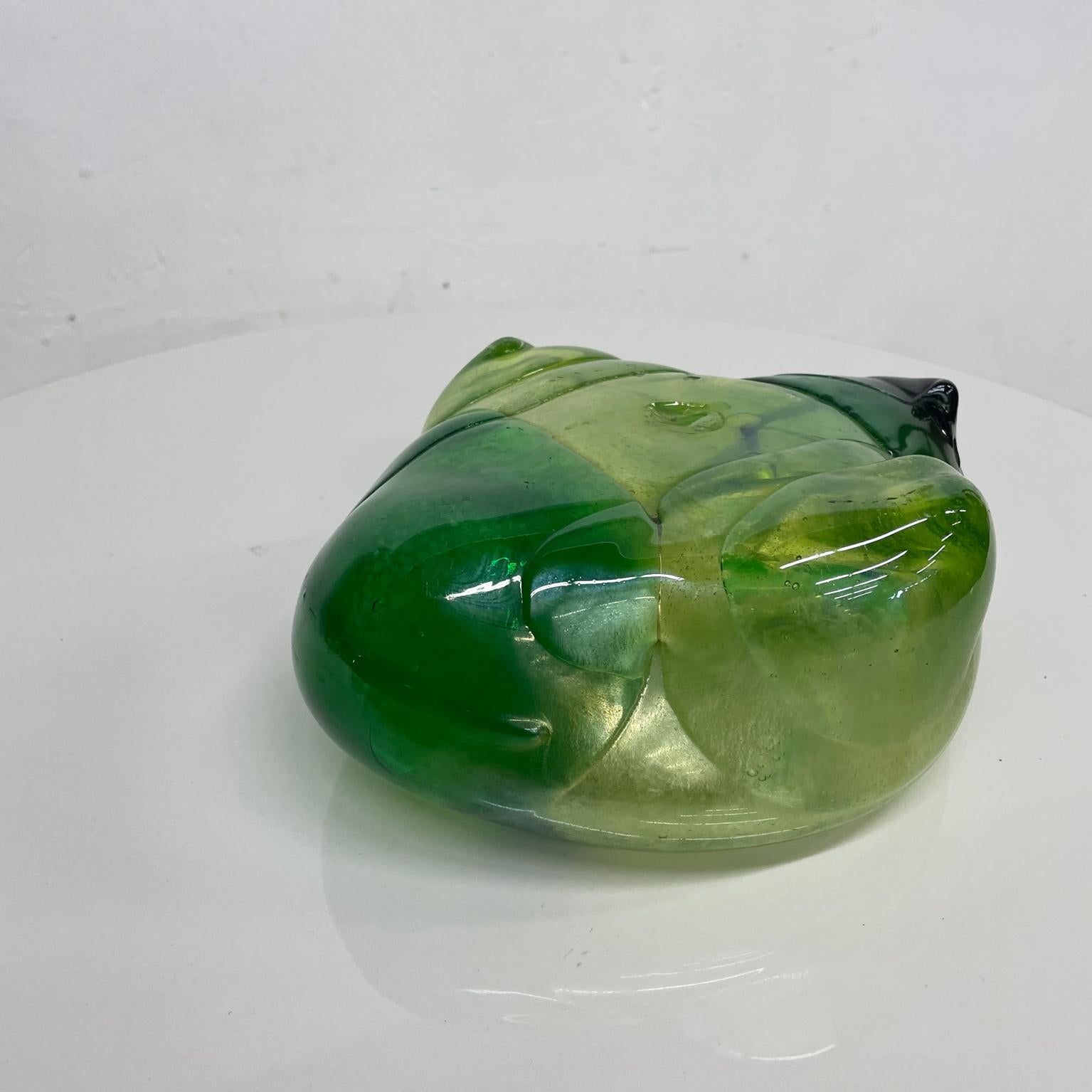 1970s Abstract Green Blob Glass Sculpture Modern Free Form Expression In Good Condition In Chula Vista, CA