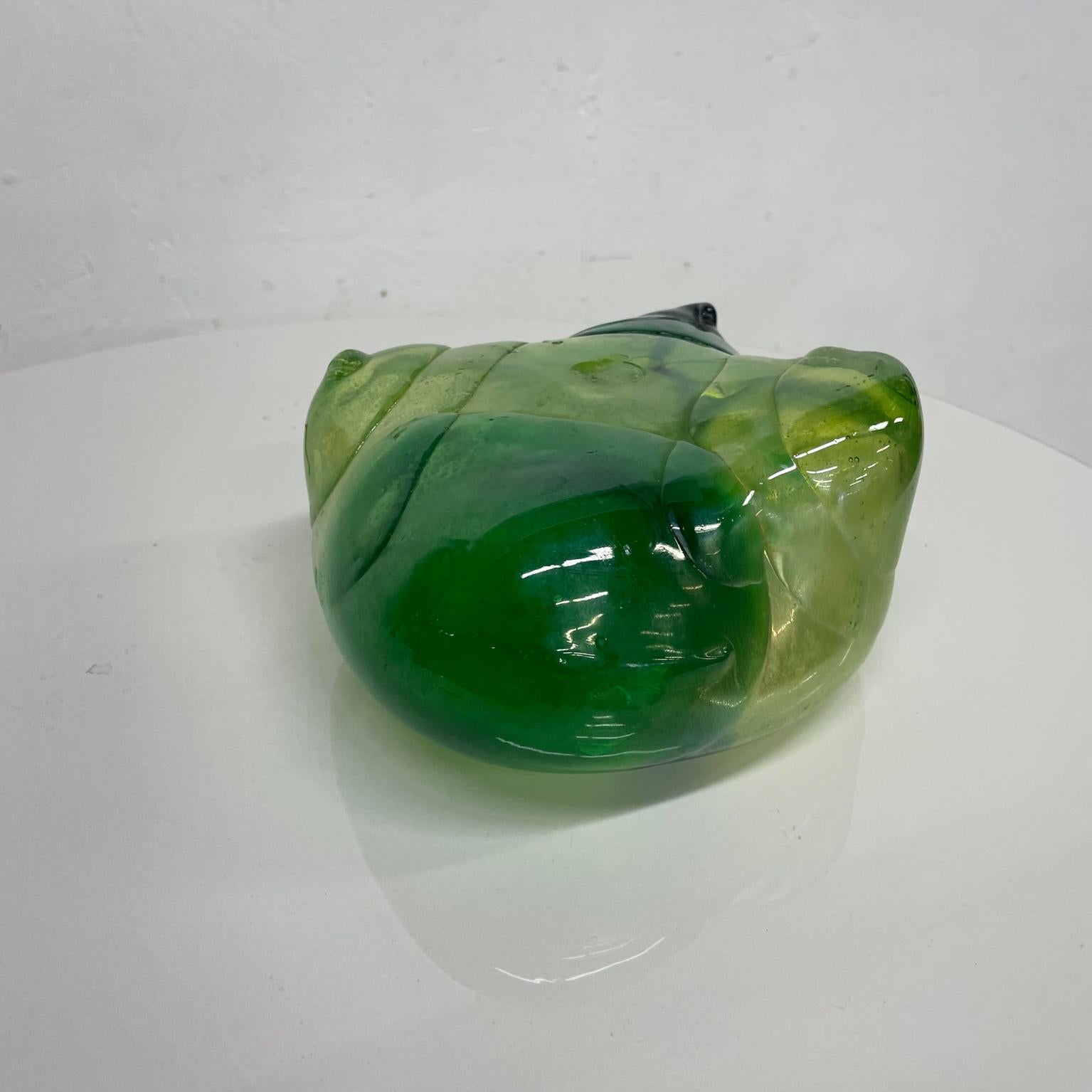 Late 20th Century 1970s Abstract Green Blob Glass Sculpture Modern Free Form Expression