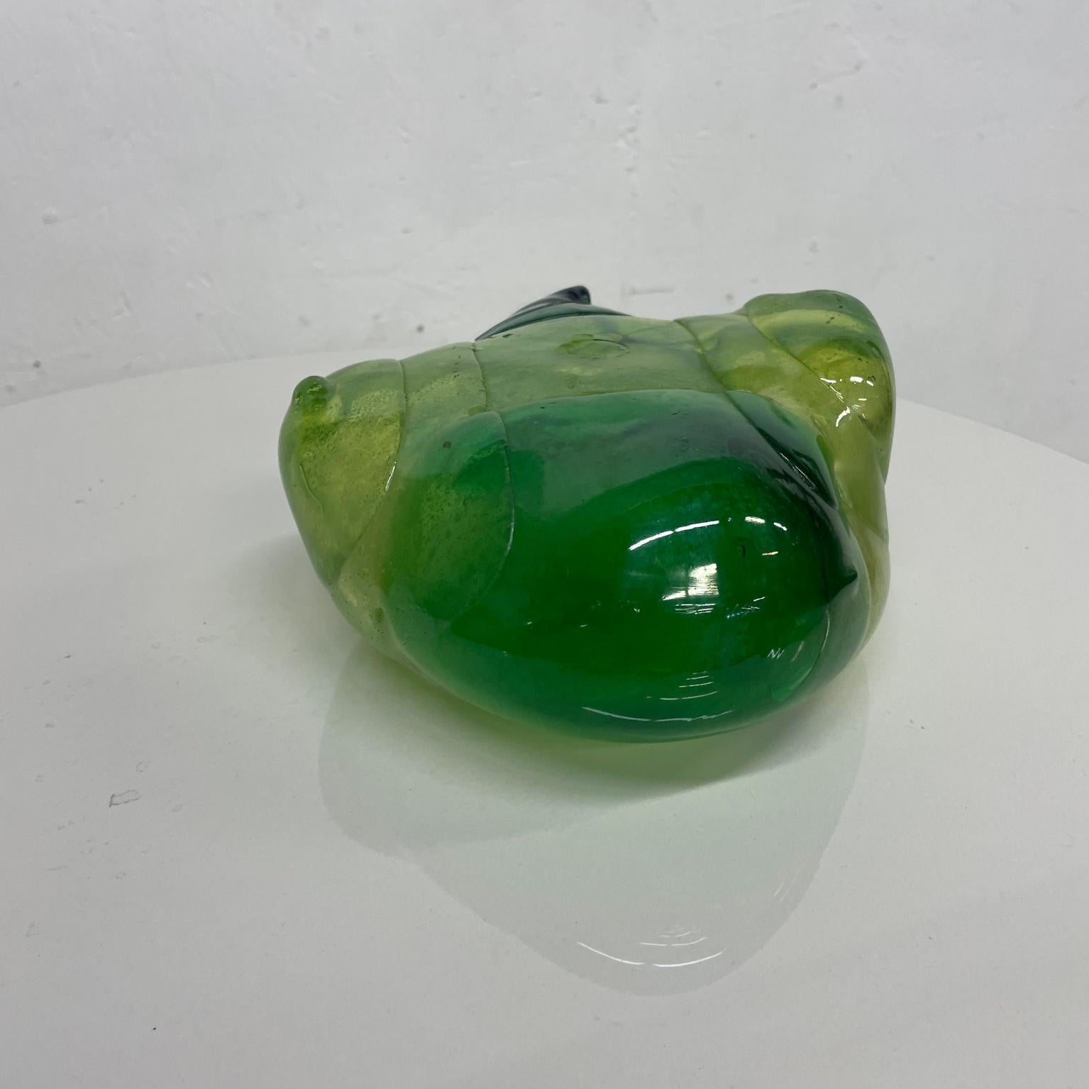 1970s Abstract Green Blob Glass Sculpture Modern Free Form Expression 1