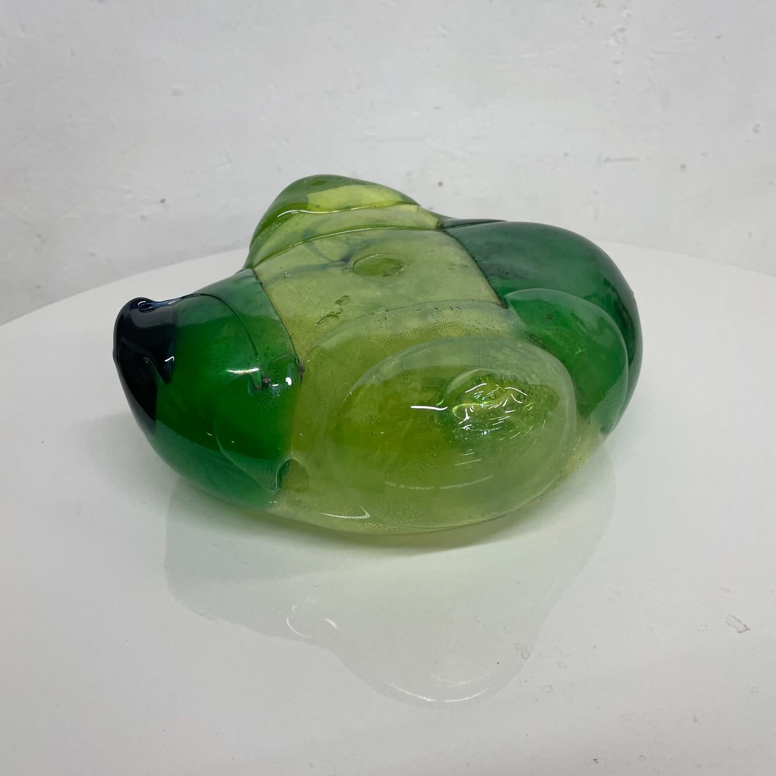 1970s Abstract Green Blob Glass Sculpture Modern Free Form Expression 3