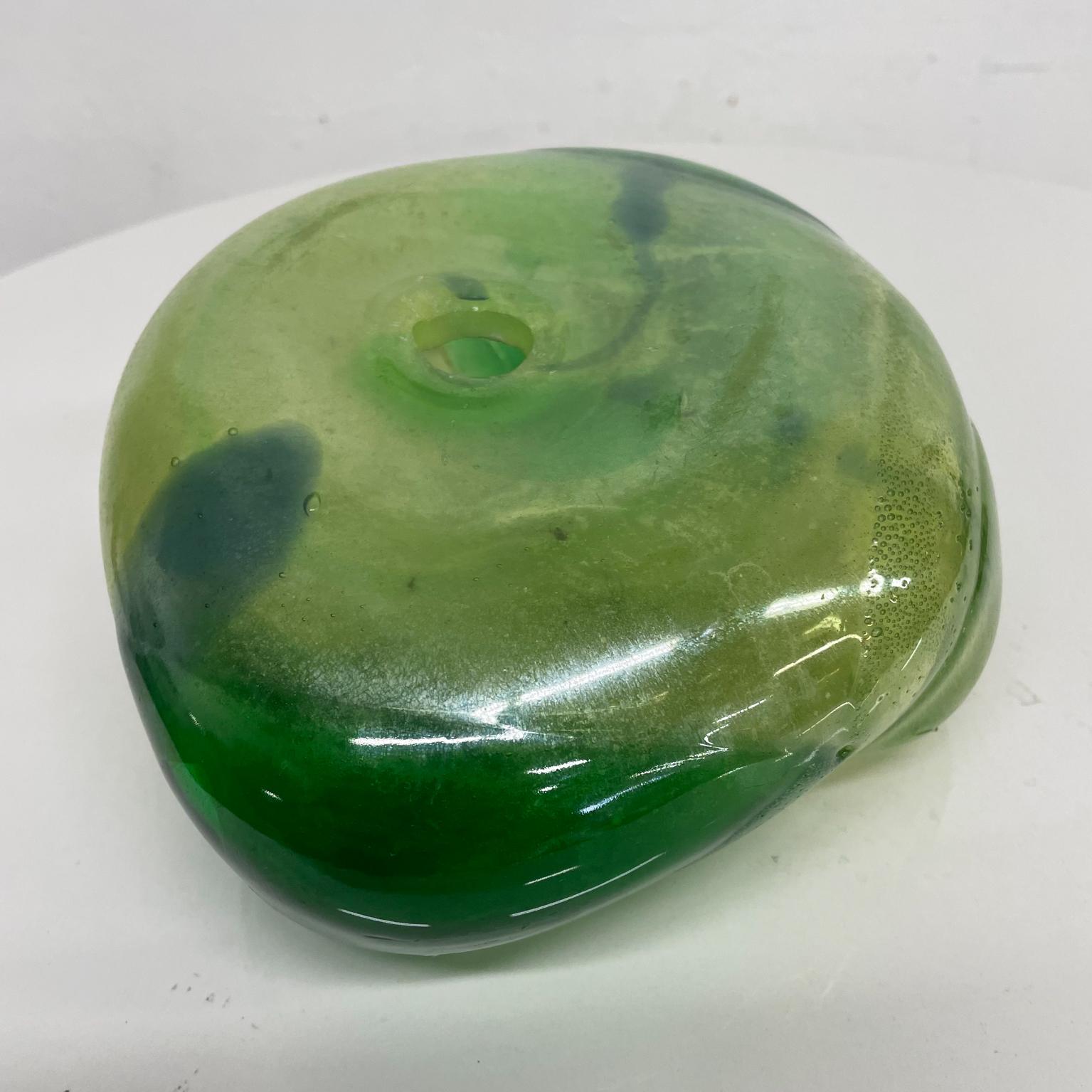 1970s Abstract Green Blob Glass Sculpture Modern Free Form Expression 4