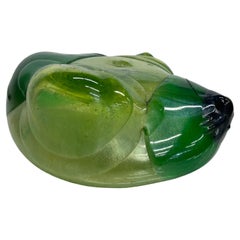 1970s Abstract Green Blob Glass Sculpture Modern Free Form Expression