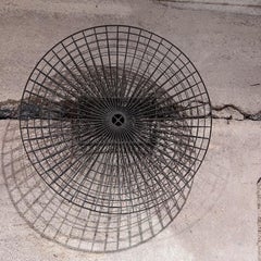 1970s Abstract Grid Round Wall Sculpture Bronze