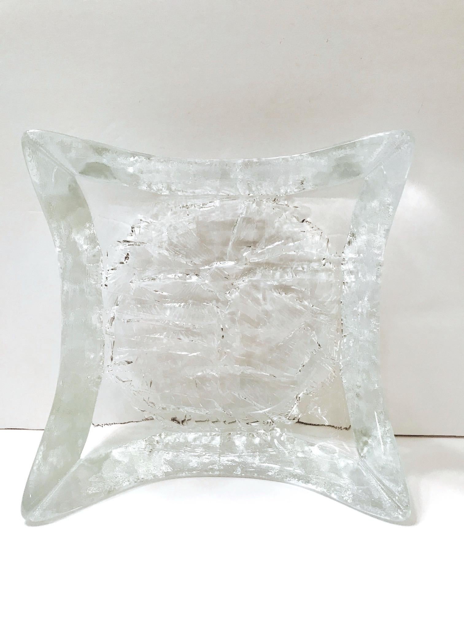 1970s Abstract Ice Glass Bowl with Pointed Corners by Tapio Wirkkala, Finland 2