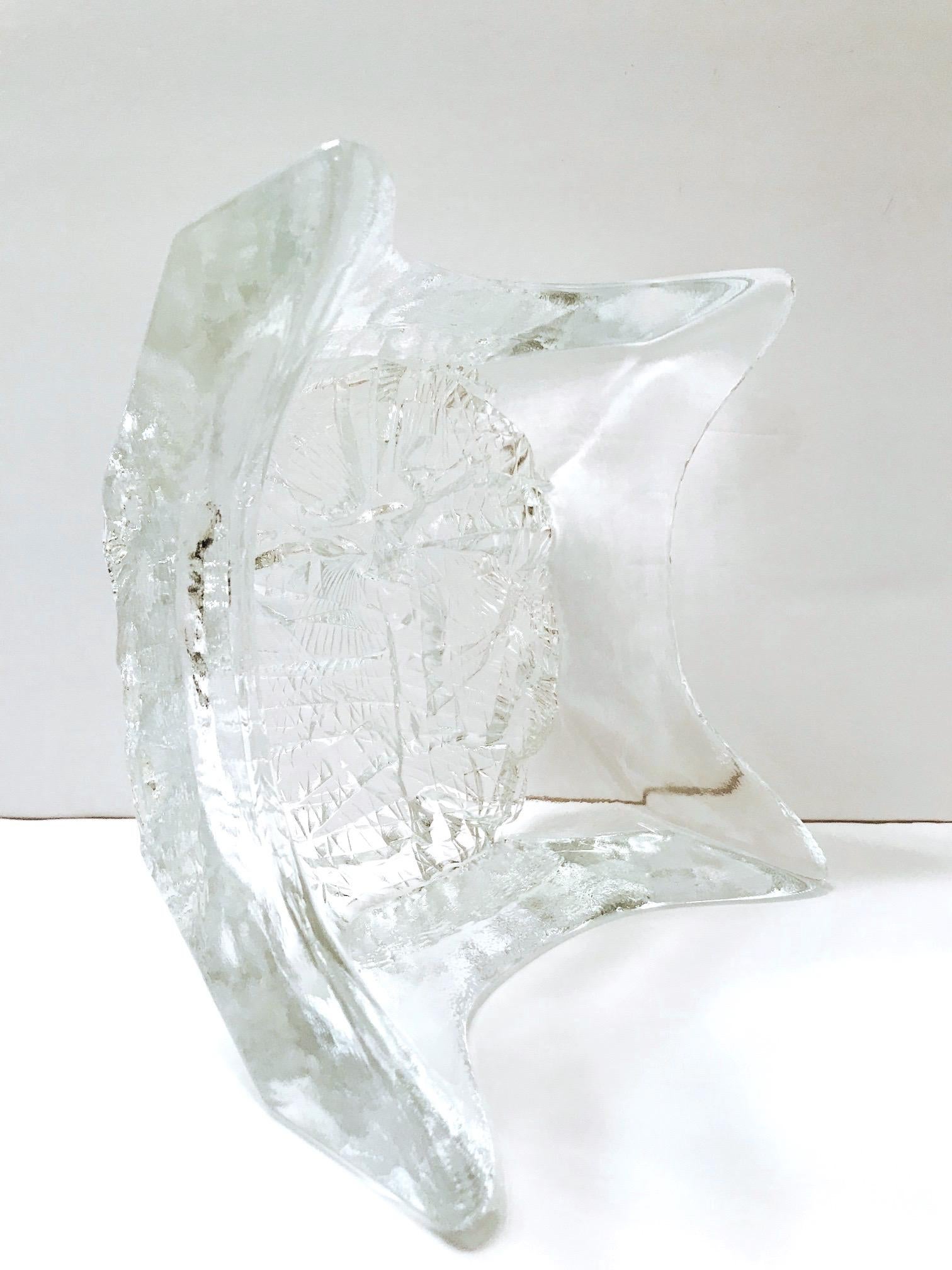 1970s Abstract Ice Glass Bowl with Pointed Corners by Tapio Wirkkala, Finland 3
