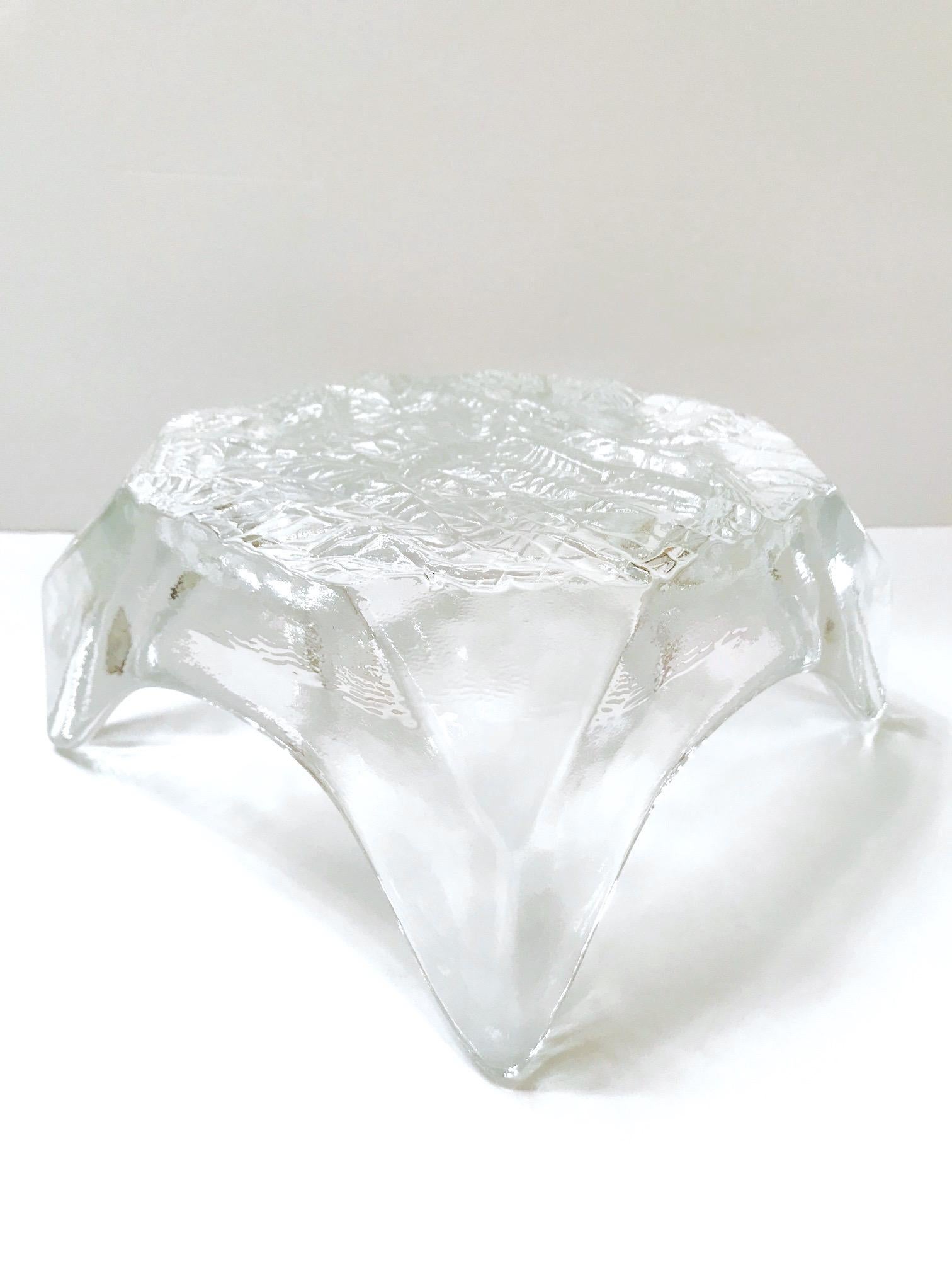 1970s Abstract Ice Glass Bowl with Pointed Corners by Tapio Wirkkala, Finland 4