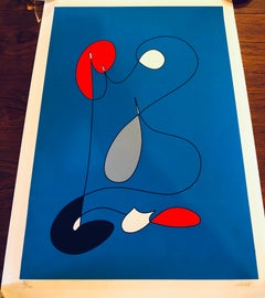 1970s Abstract Italian Midcentury Unframed Lithograph Signed & Numbered
