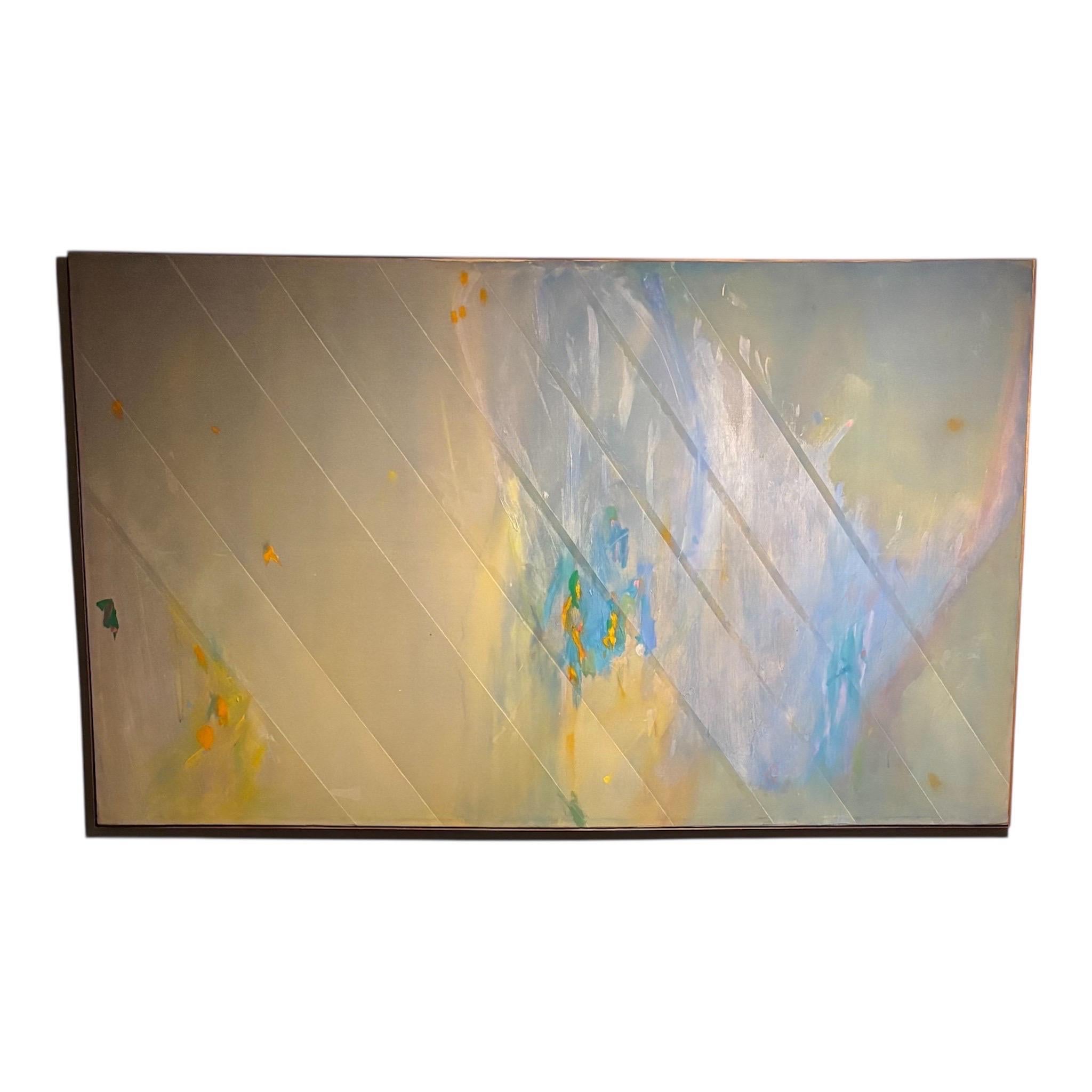 1970s Abstract Oil Painting on Stretched Canvas 50 in. x 85 in.