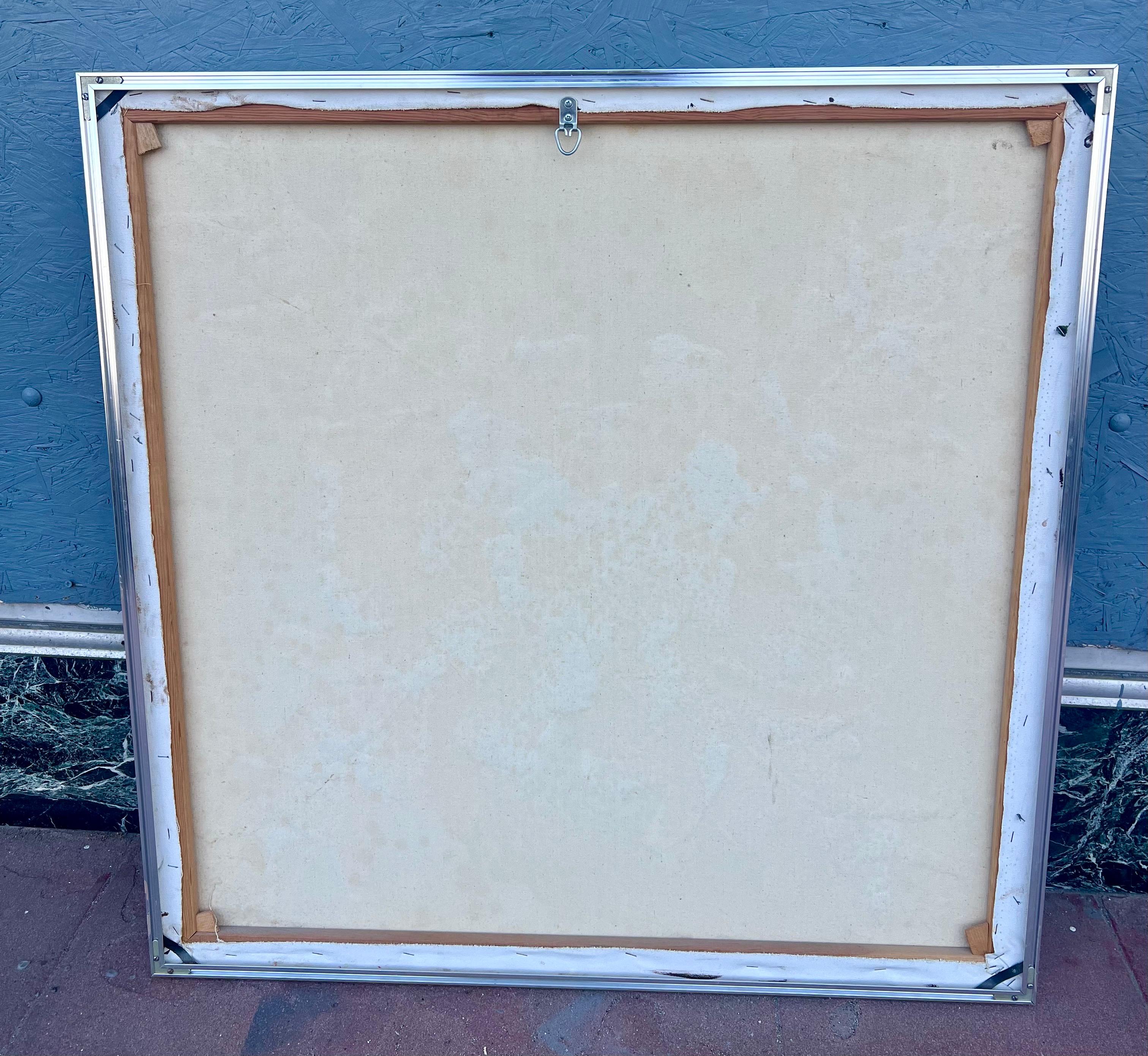 Pittura astratta originale degli anni '70 su tela Palette con cornice firmata In condizioni ottime in vendita a San Diego, CA