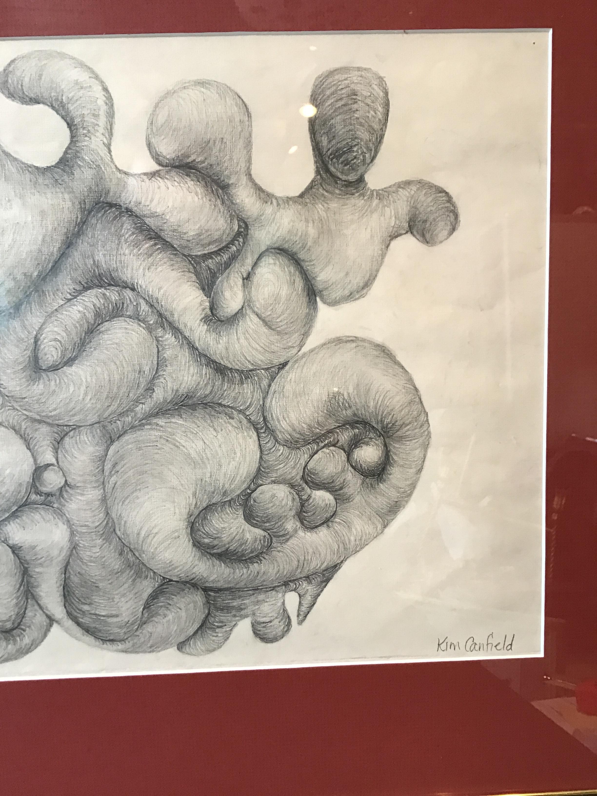 1970s Abstract Pencil Drawing by Canfield In Good Condition For Sale In Tarrytown, NY