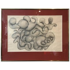 1970s Abstract Pencil Drawing by Canfield