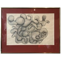 Retro 1970s Abstract Pencil Drawing by Canfield