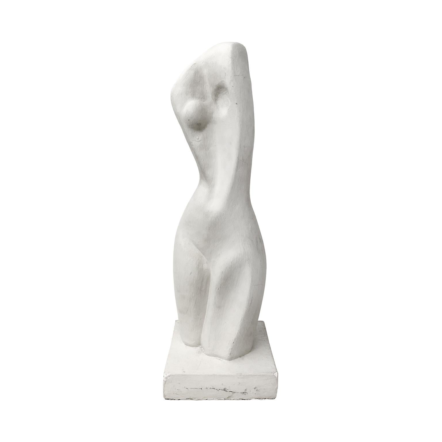 1970s Abstract Plaster Female Torso Sculpture