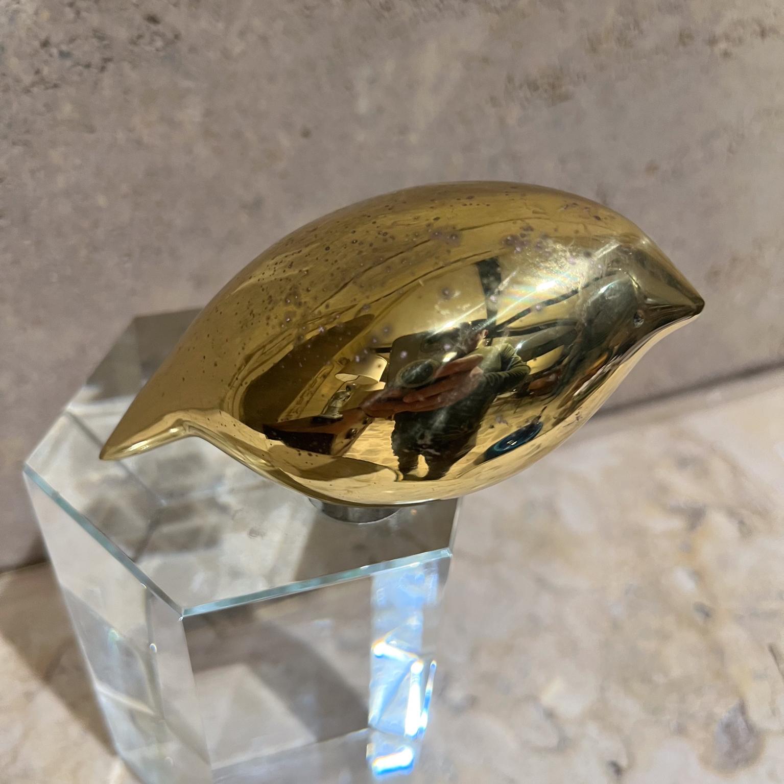 1970s Abstract Sculpture Bronze Bird Crystal Base For Sale 1