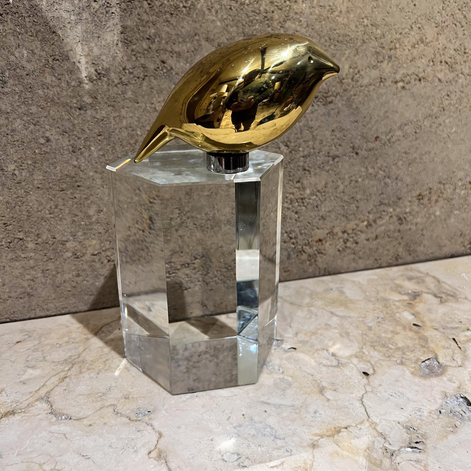 1970s Abstract Sculpture Bronze Bird Crystal Base For Sale 2
