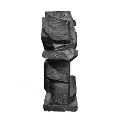 1970s Abstract Solid Cast Plaster Sculpture in Matte Black Finish
