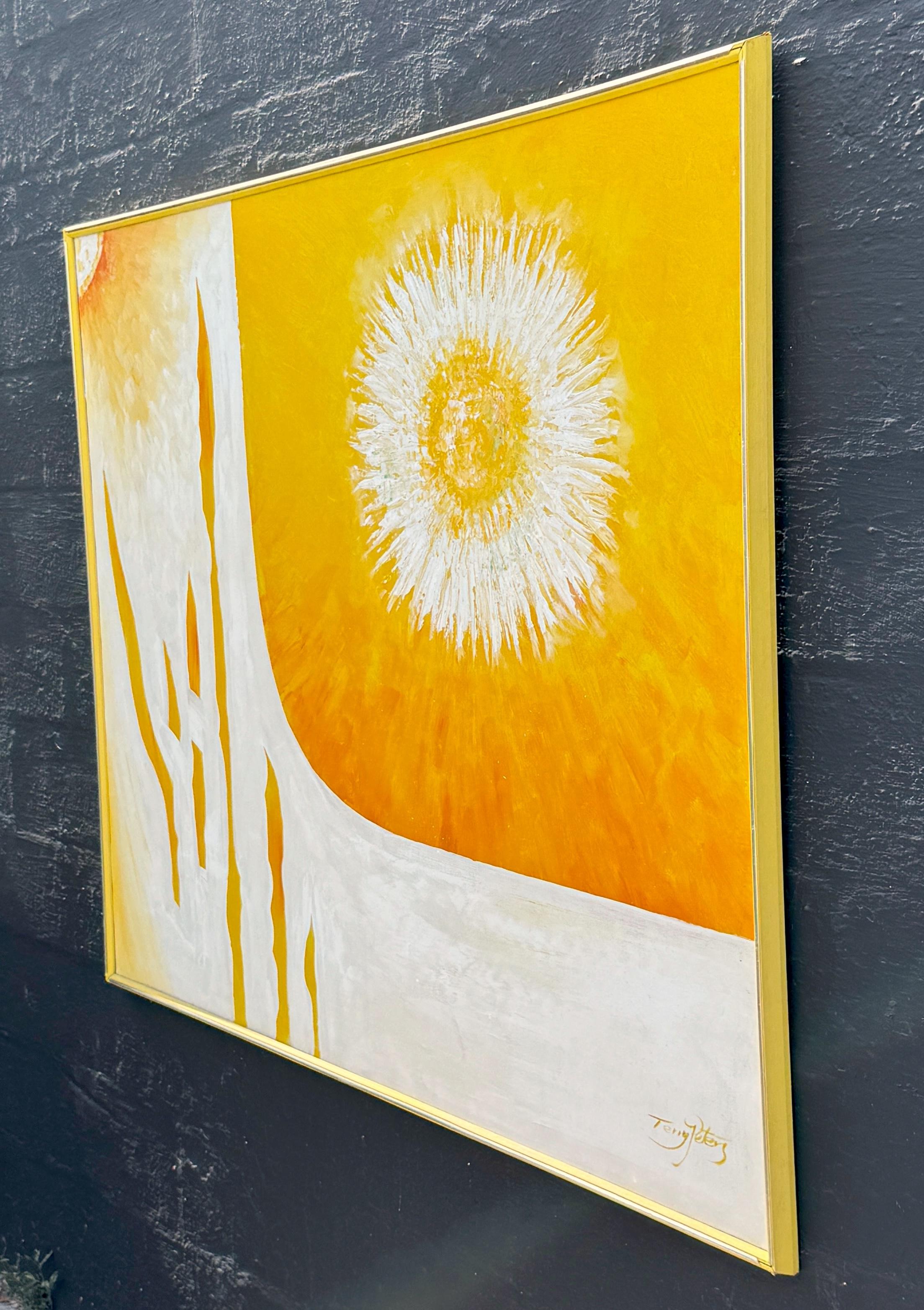 Abstrakter Sonnenschliff Öl auf Leinwand 1970er Jahre  von Terry Peters (amerikanisch) im Angebot