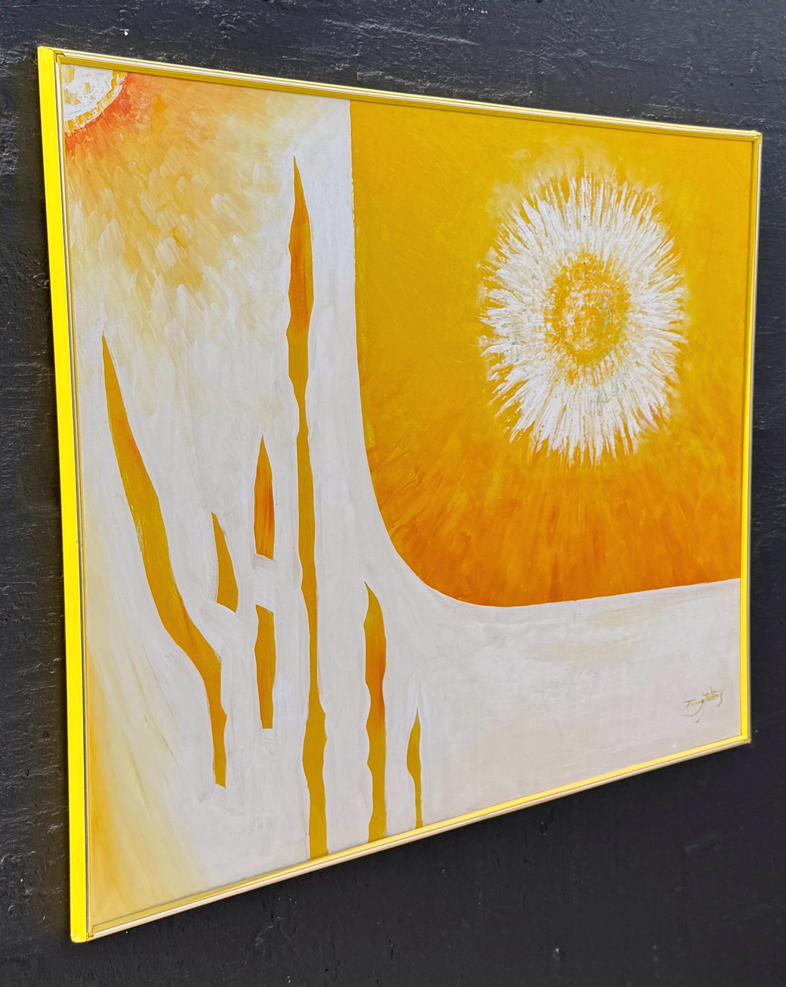 Abstrakter Sonnenschliff Öl auf Leinwand 1970er Jahre  von Terry Peters im Zustand „Gut“ im Angebot in West Palm Beach, FL