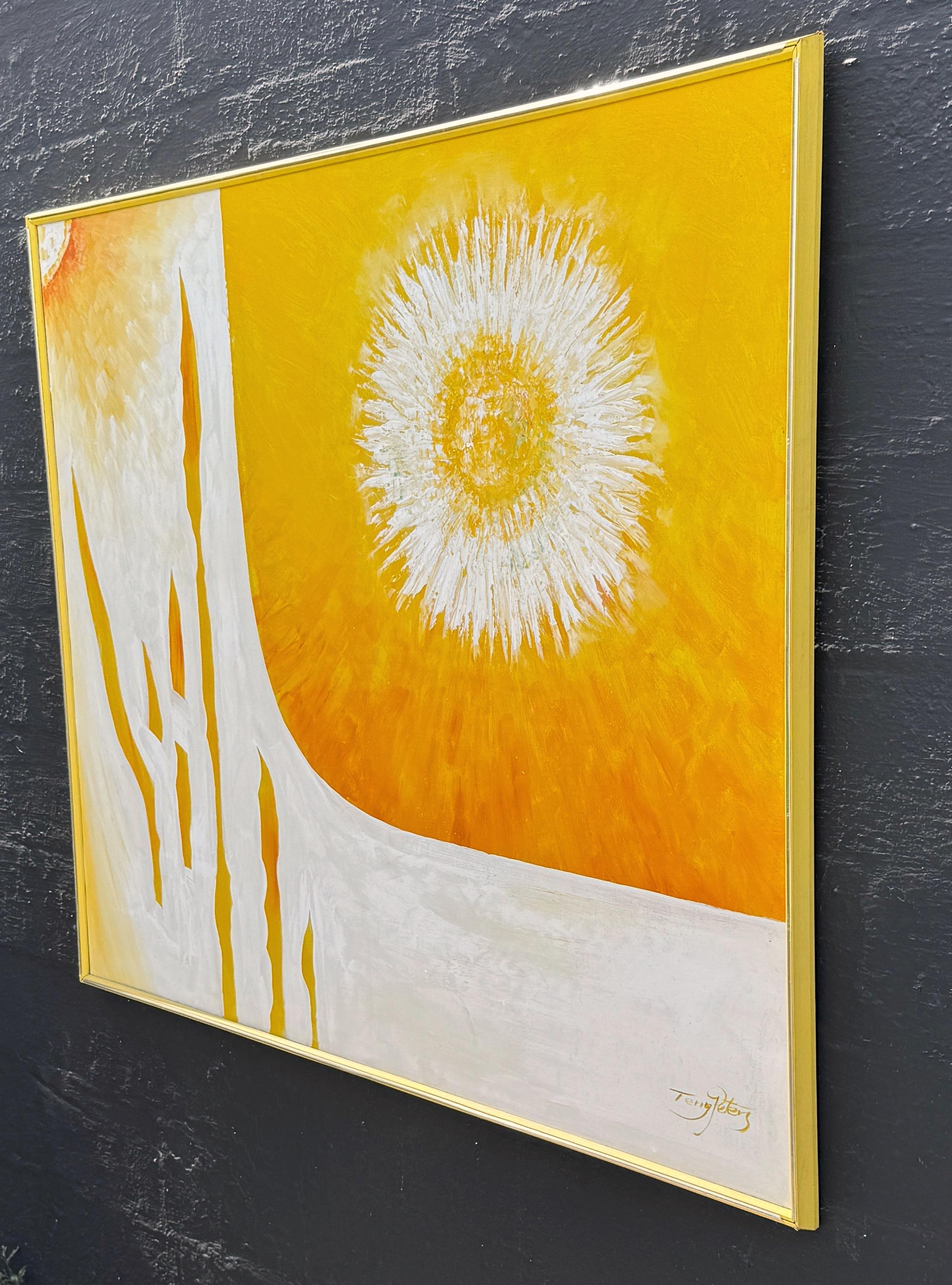 Abstrakter Sonnenschliff Öl auf Leinwand 1970er Jahre  von Terry Peters (20. Jahrhundert) im Angebot