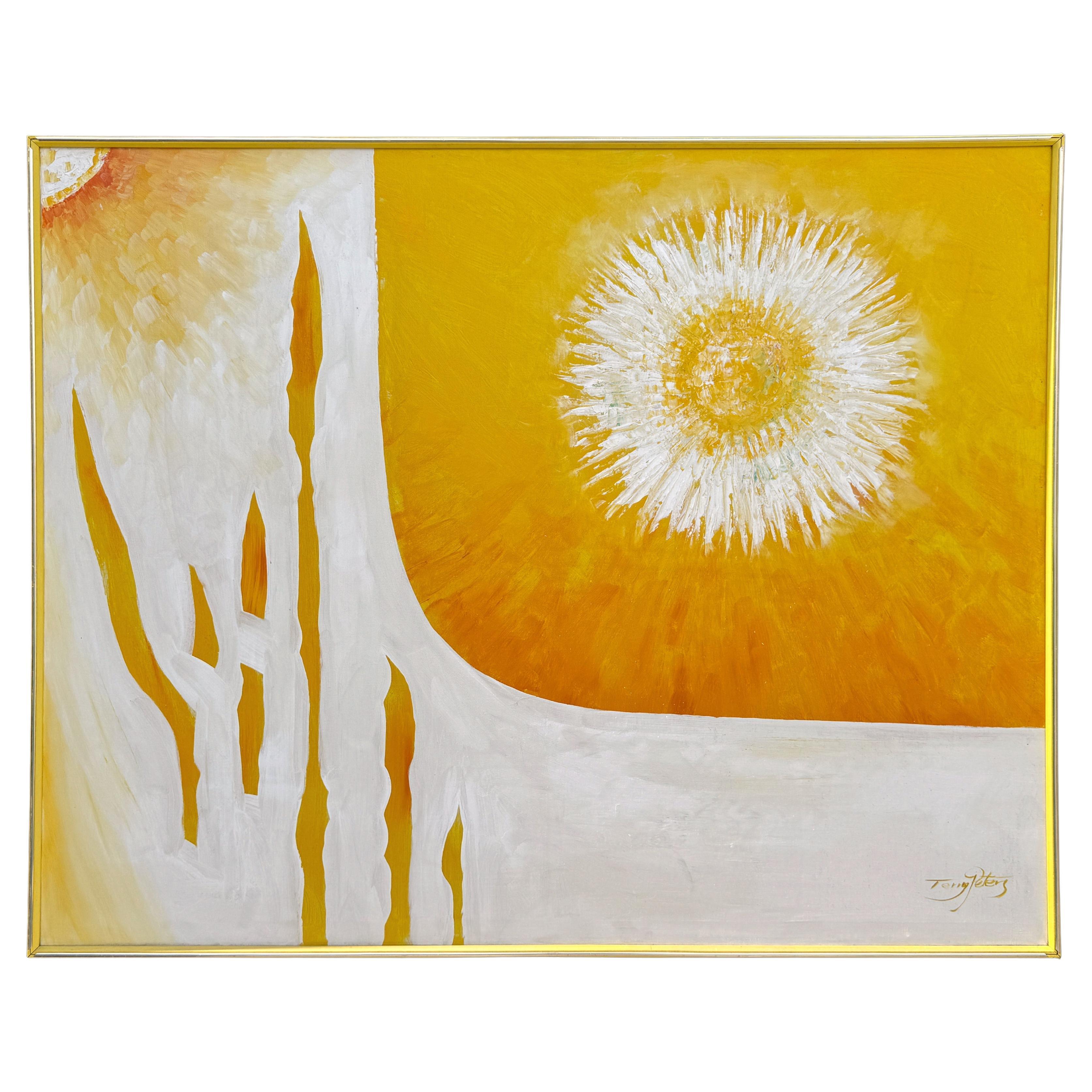 1970s Abstract Sunburst Oil on Canvas  by Terry Peters