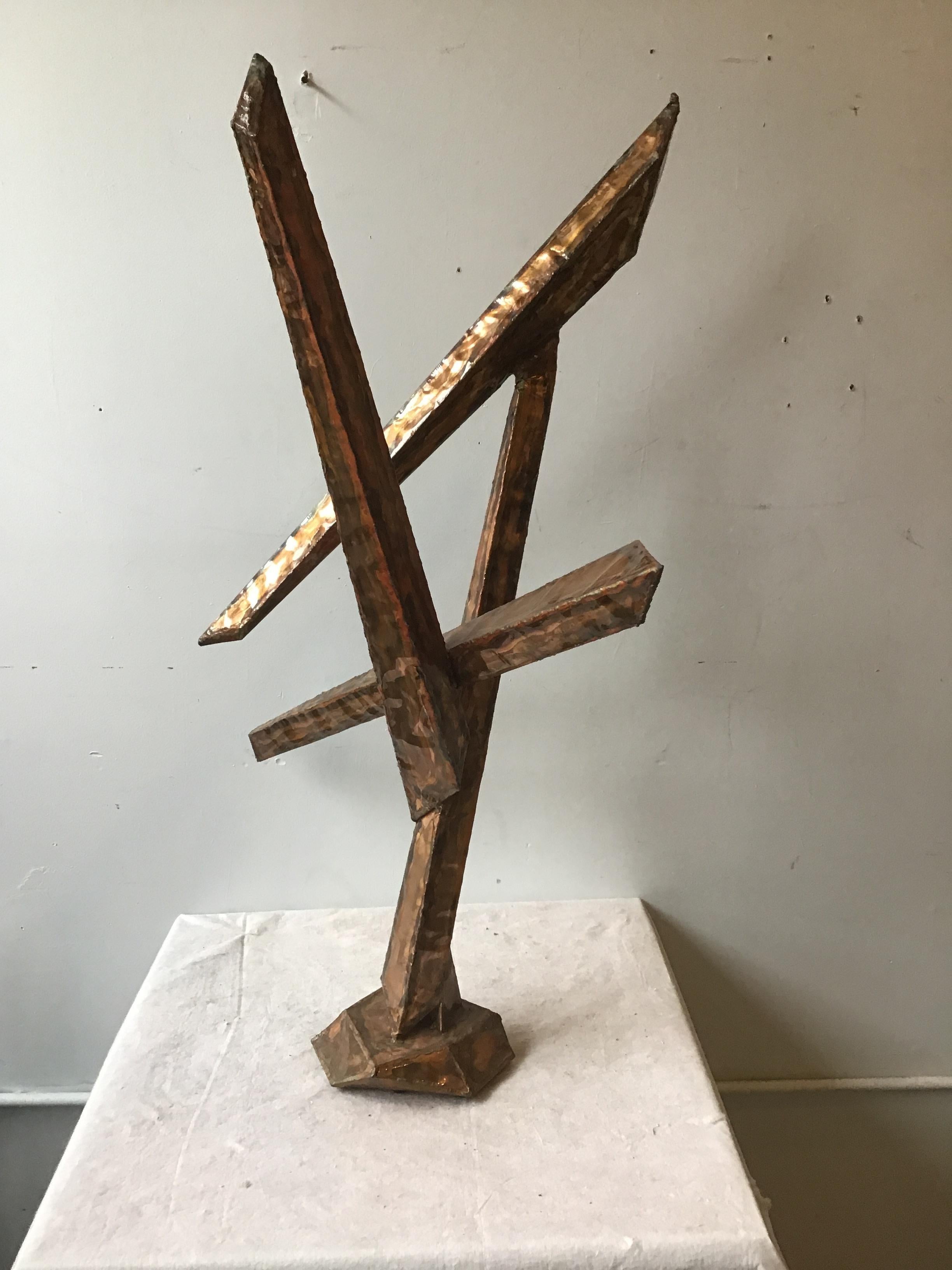 Hand-Crafted 1970s Abstract Tabletop Sheeted Copper Sculpture For Sale
