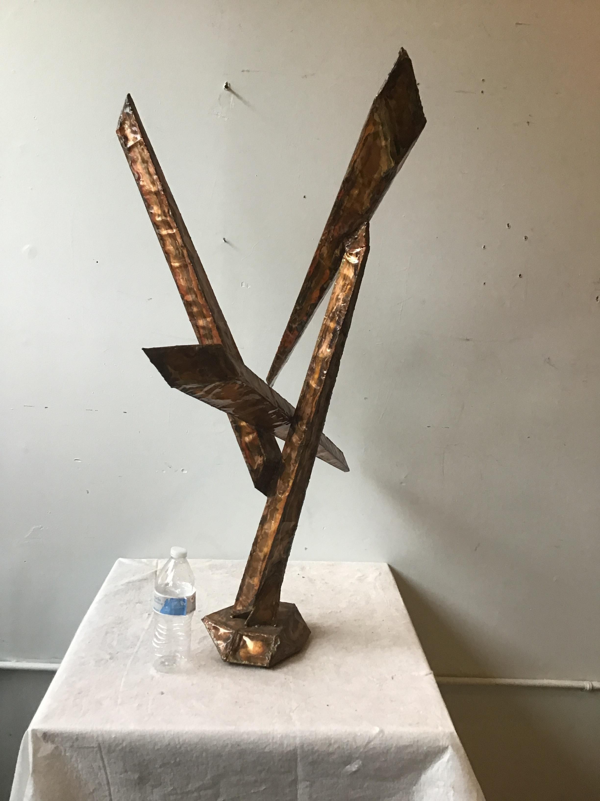 1970s Abstract Tabletop Sheeted Copper Sculpture In Good Condition For Sale In Tarrytown, NY