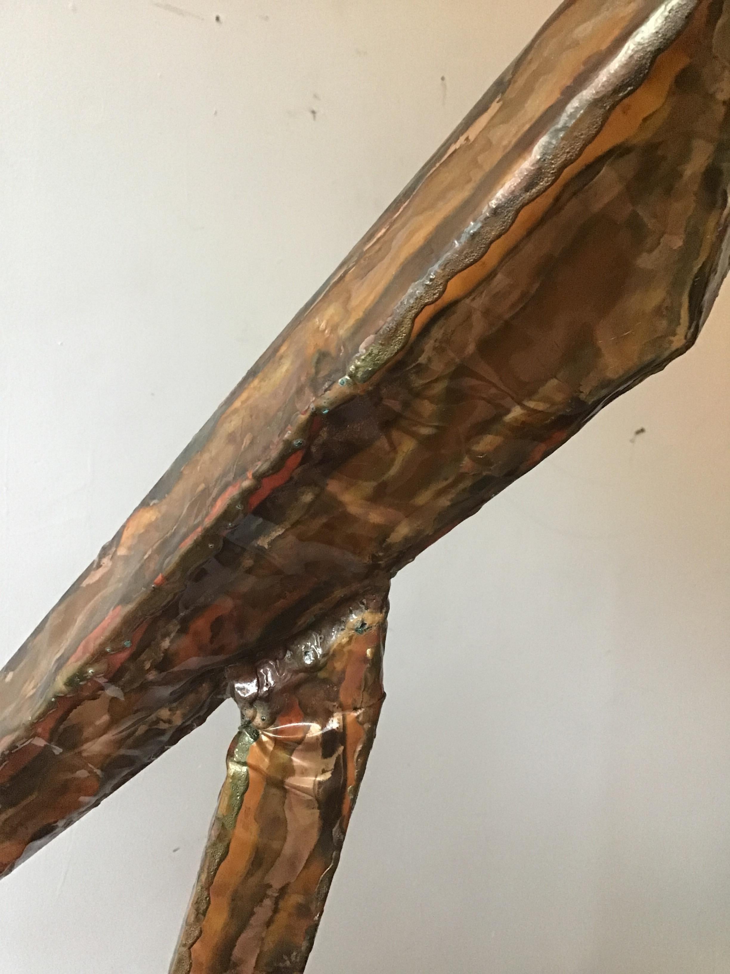 Late 20th Century 1970s Abstract Tabletop Sheeted Copper Sculpture For Sale