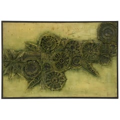 Pintura abstracta con textura de los años 70