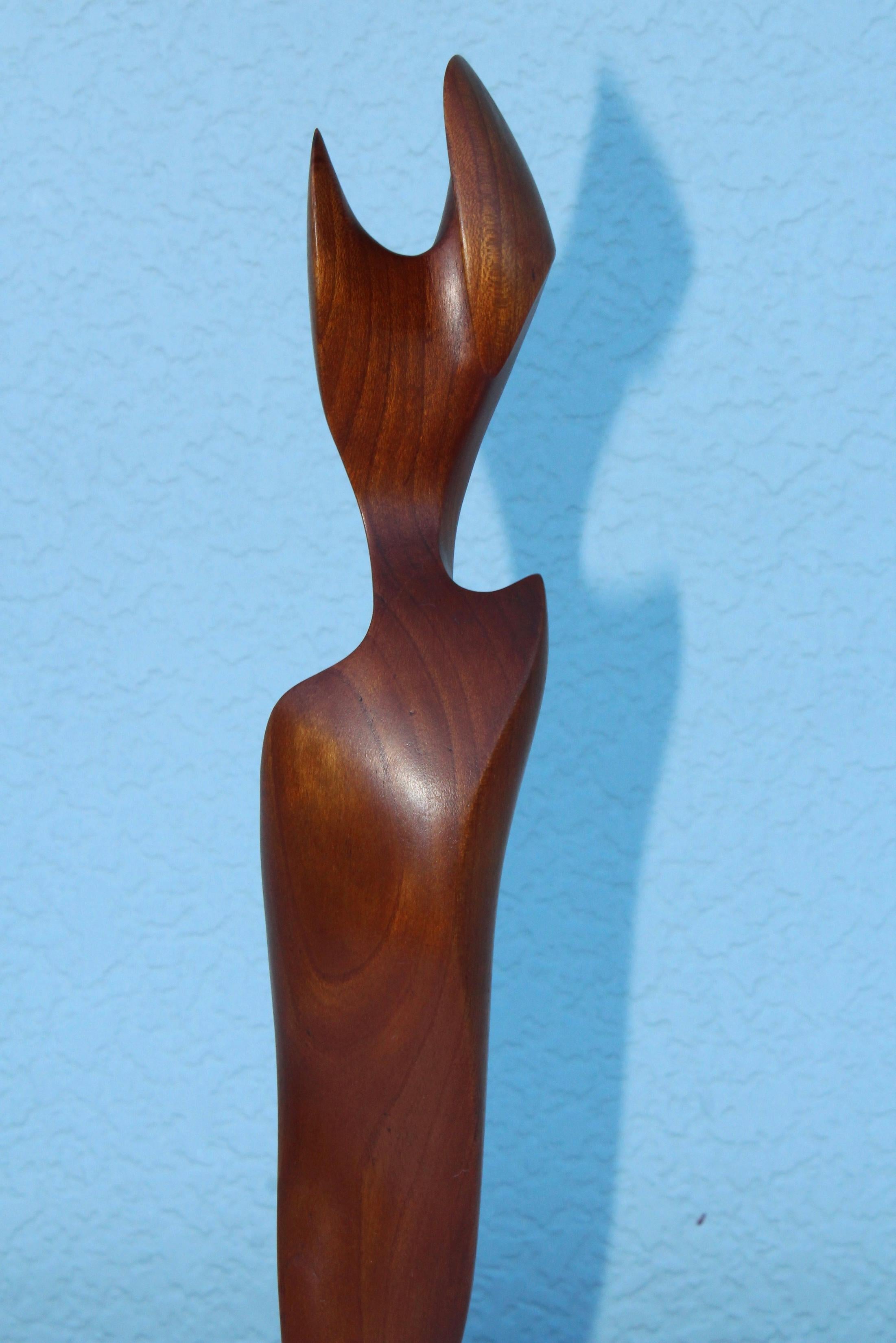 1970s abstract wood sculture 