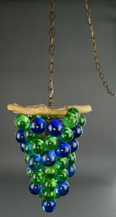 1970s Acrylic Grape Cluster Swag Corner Hanging Pendant Chandelier Light