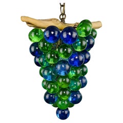 1970s Acrylic Grape Cluster Swag Corner Hanging Pendant Chandelier Light