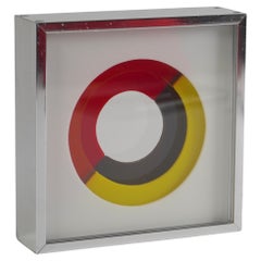 1970s Acrylic Sheets Op-Art Sculpture in Aluminum Frame