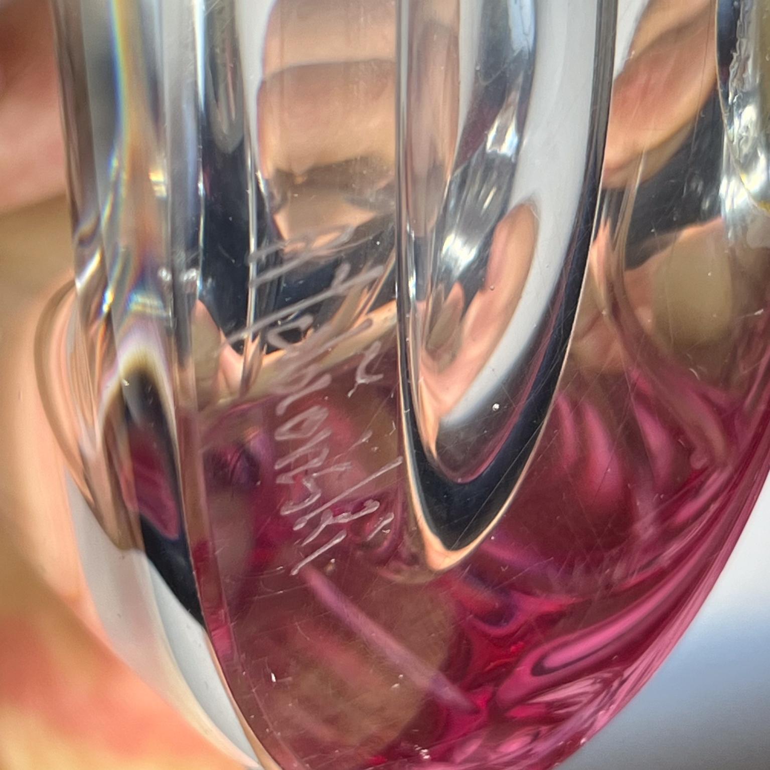 1970s Adam Jablonski Polish Art Glass Pink Crystal Vase 6