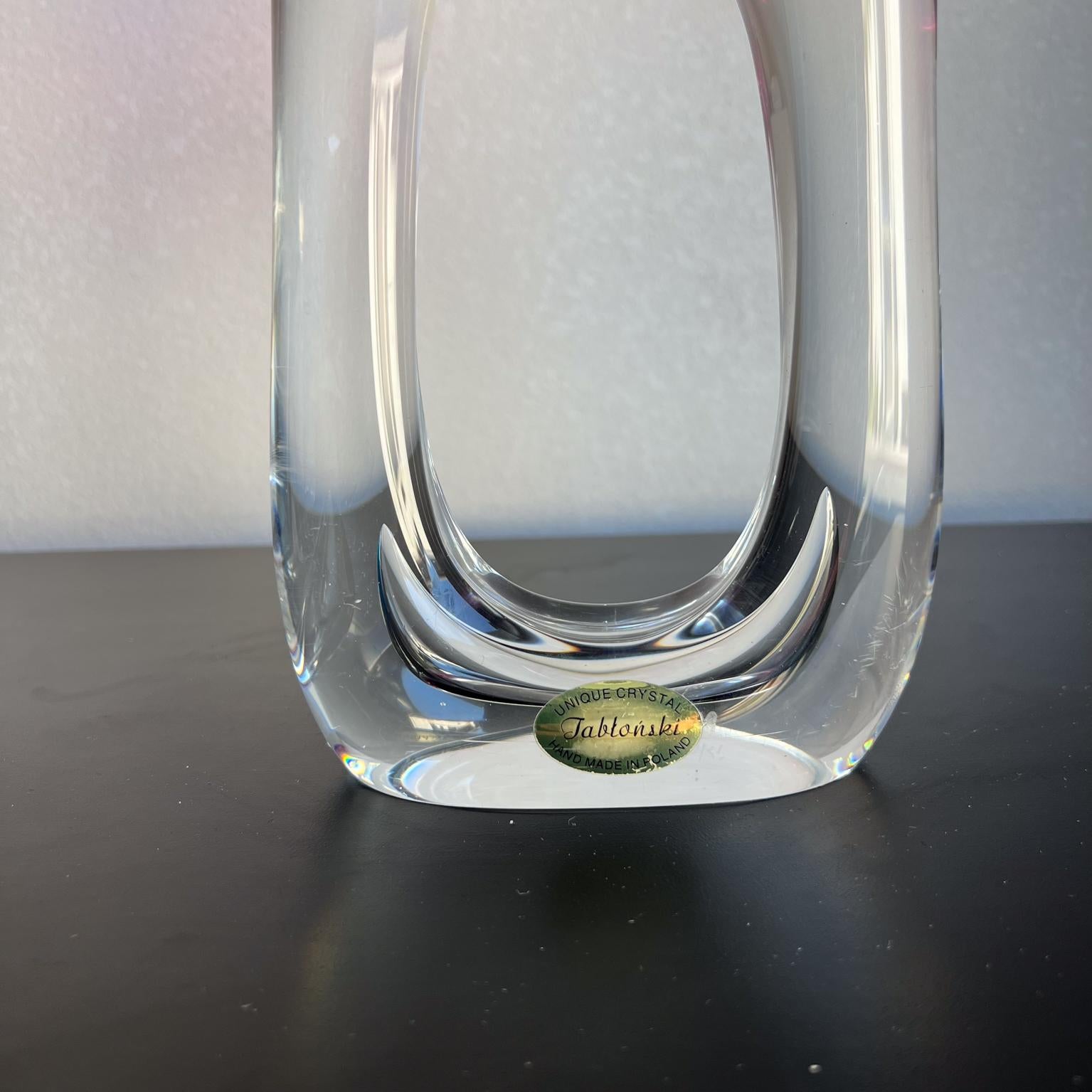 1970s Adam Jablonski Polish Art Glass Pink Crystal Vase 10