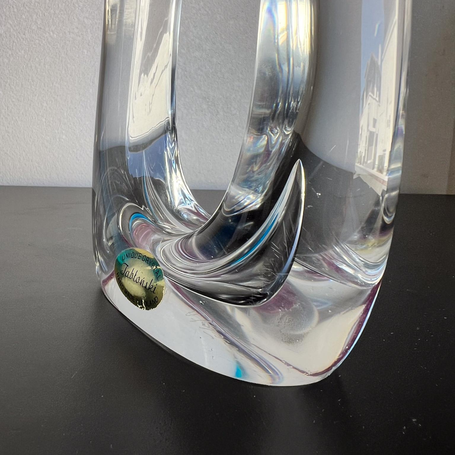 1970s Adam Jablonski Polish Art Glass Pink Crystal Vase In Good Condition In Chula Vista, CA