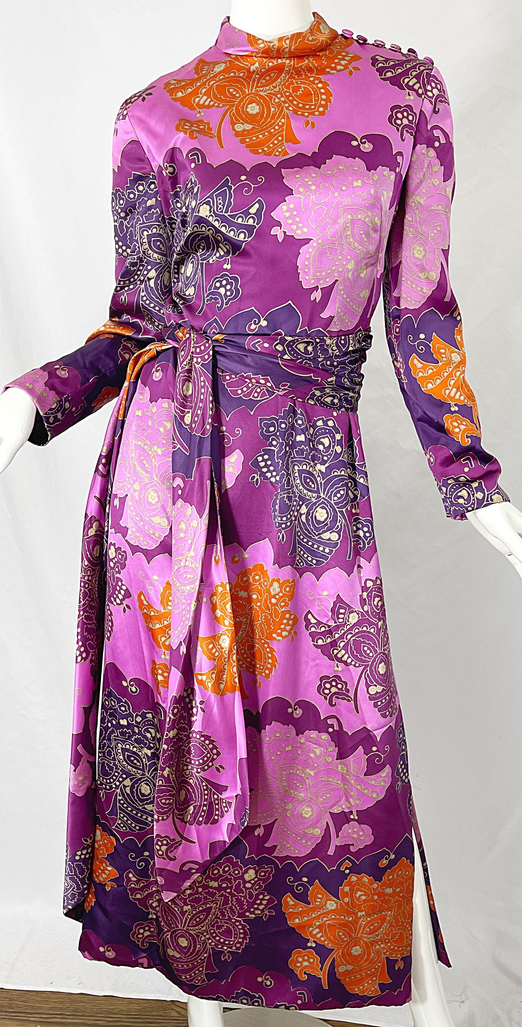 ADELE SIMPSON vintage dress  70s Adele Simpson dress  70s Purple dress  Vintage Adele Simpson Purple Silk Dress  fits M