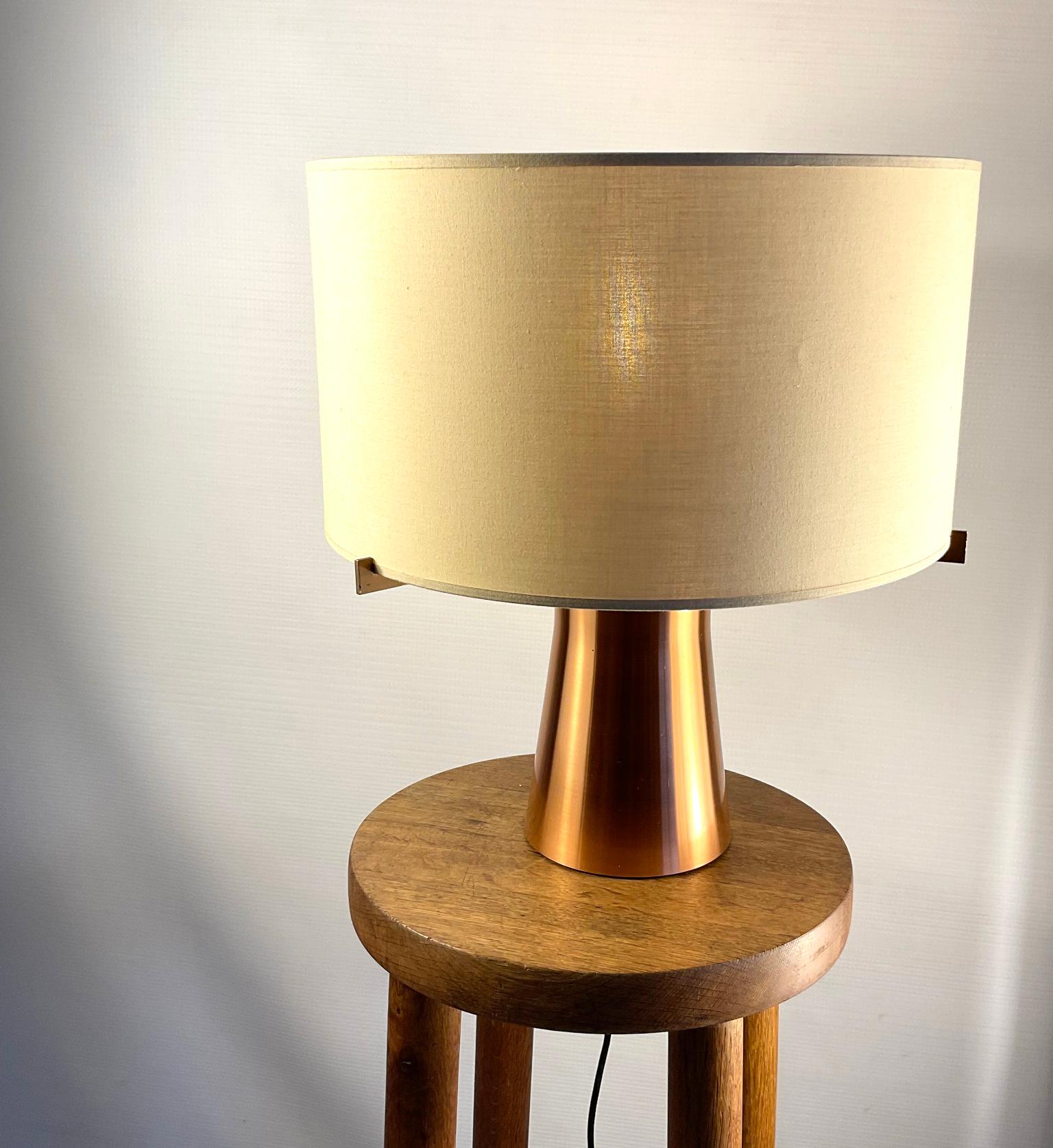 Belgian 1970s Adjustable Copper Table Lamp in the Style of Jules Wabbes For Sale