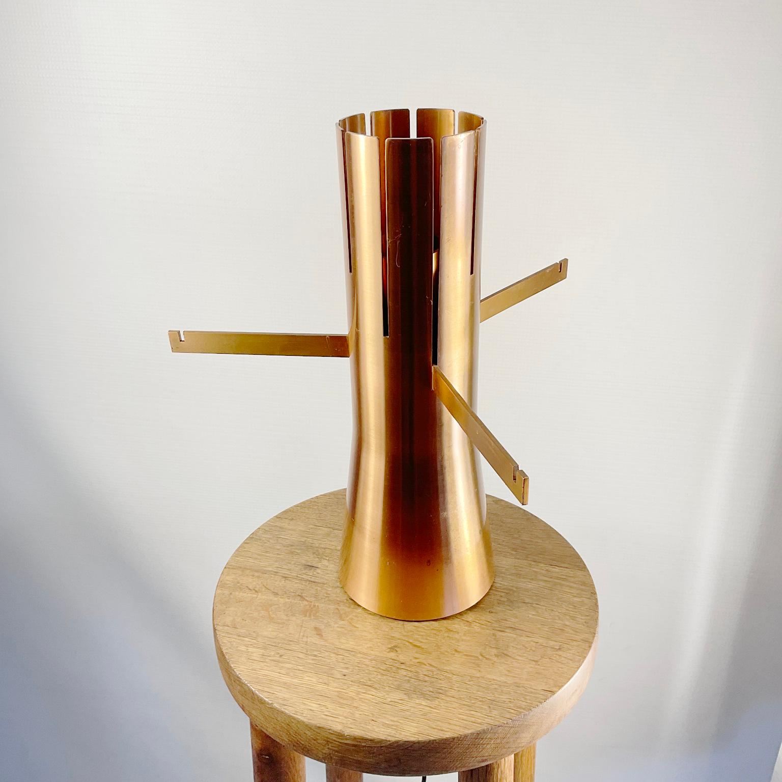 1970s Adjustable Copper Table Lamp in the Style of Jules Wabbes In Good Condition For Sale In London, GB