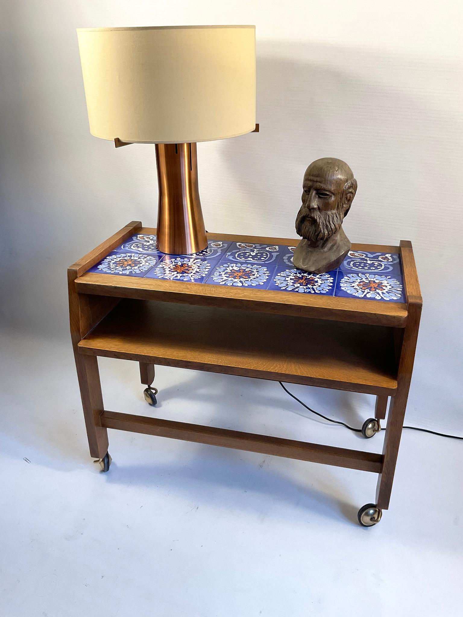 1970s Adjustable Copper Table Lamp in the Style of Jules Wabbes For Sale 1