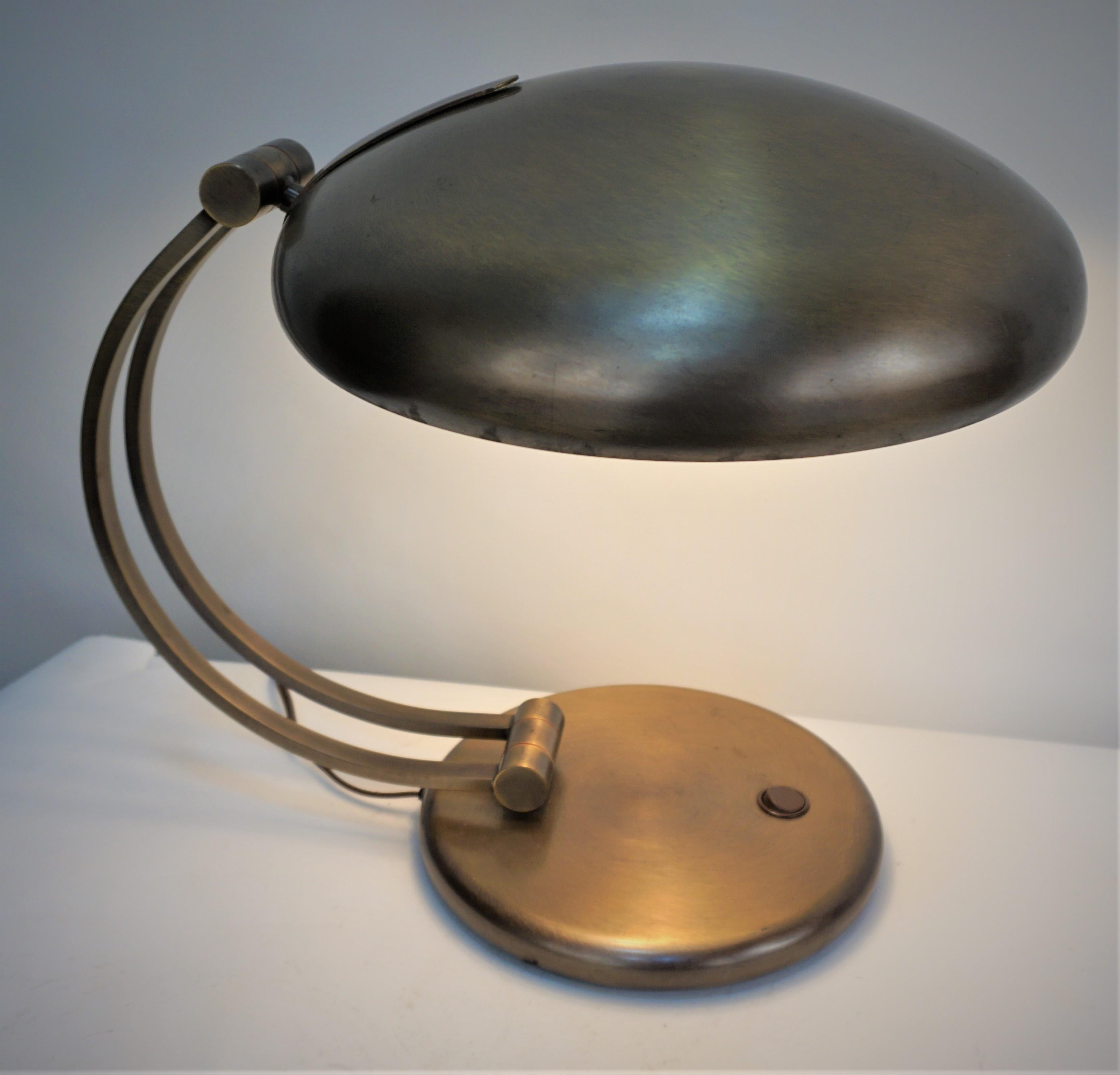 European 1970's, Adjustable Double Light Bonze Desk Lamp '2 in Stock' For Sale