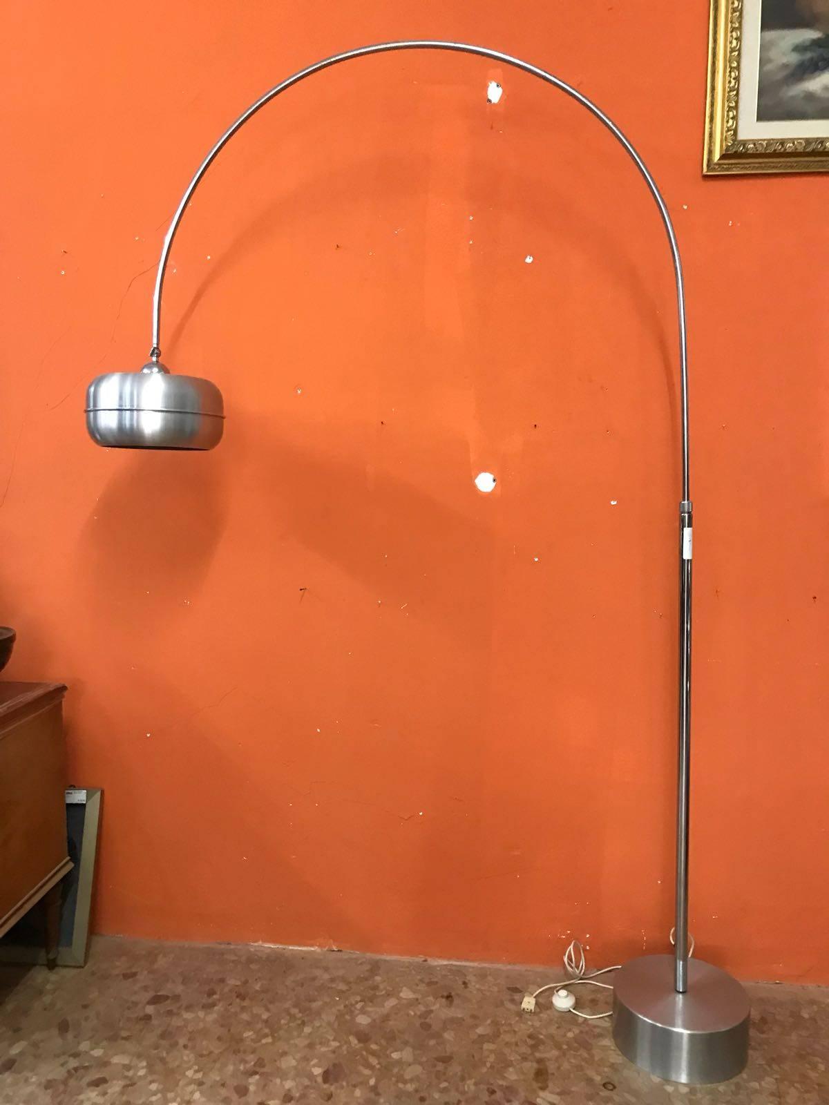 Arco lamp complete with marble base covered with a sheet of steel.
