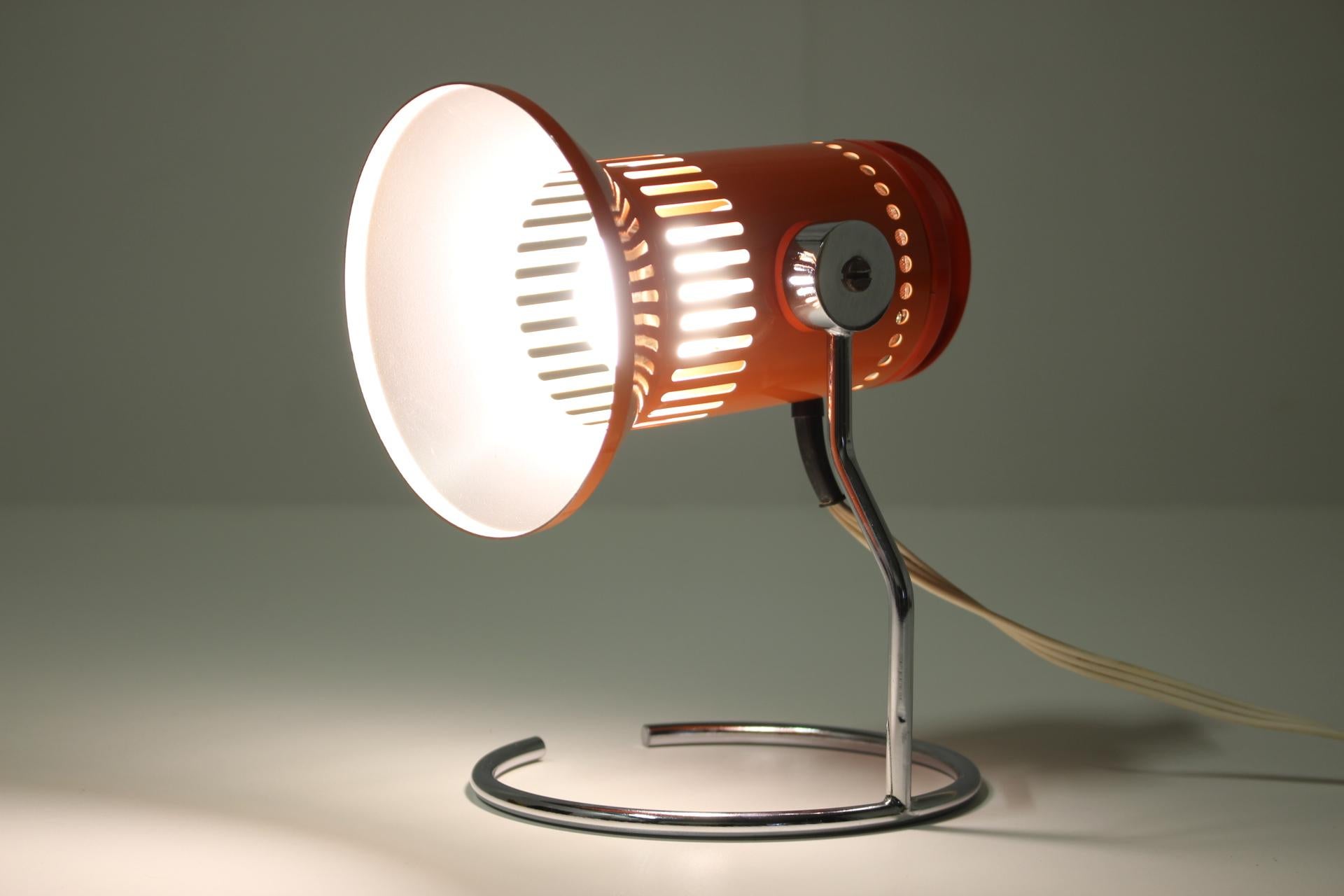 Mid-Century Modern 1970s Adjustable Orange Table Lamp, Czechoslovakia For Sale