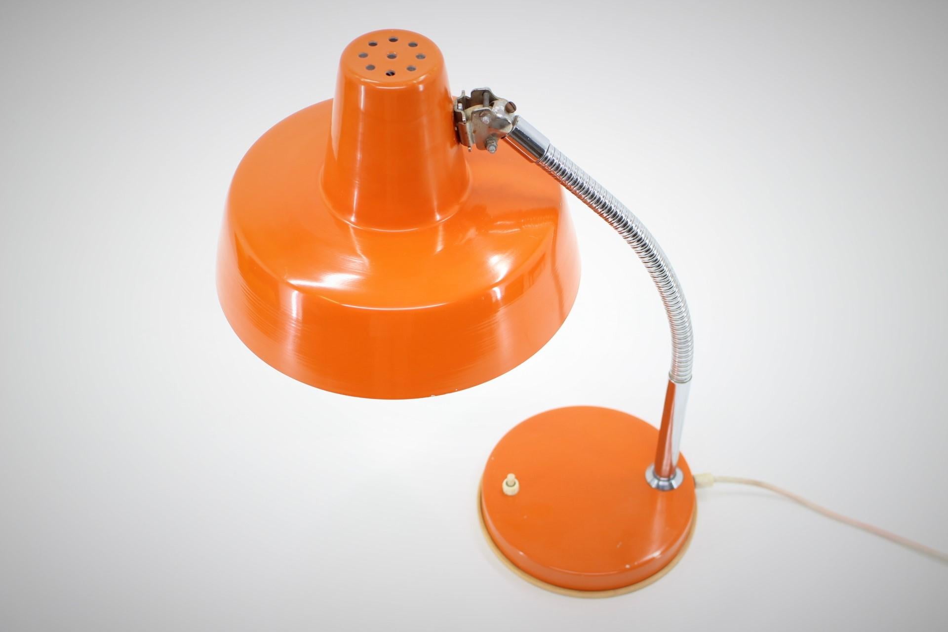 Metal 1970s Adjustable Orange Table Lamp, Czechoslovakia For Sale