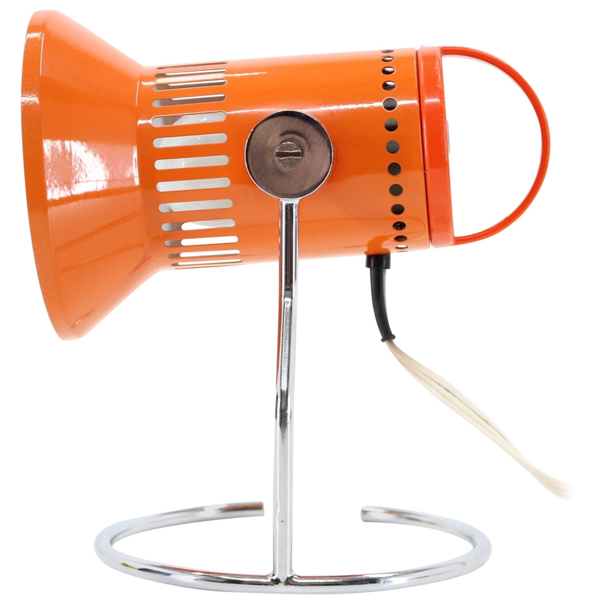 Lampe de bureau orange réglable des années 1970, Tchécoslovaquie en vente